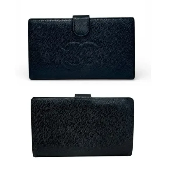 CHANEL Black Cavier CC Leather Long Wallet - Picture 2 of 10